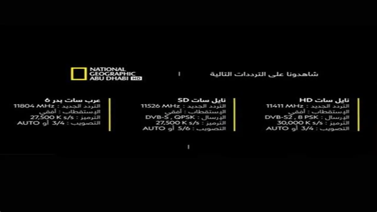 ترددات قناة ناشيونال جيوغرافيك الجديد على قمري النايل سات والعرب سات المحدثة